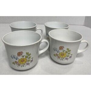Corning Ware Corelle Spring Meadow Pattern Coffee/Tea Cups Set of 4